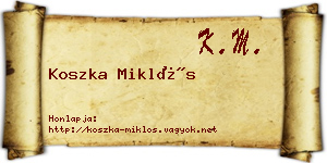 Koszka Miklós névjegykártya